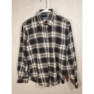 Tallwoods Bruno Milano Men's Size Medium M Flannel Button Shirt Plaid Black